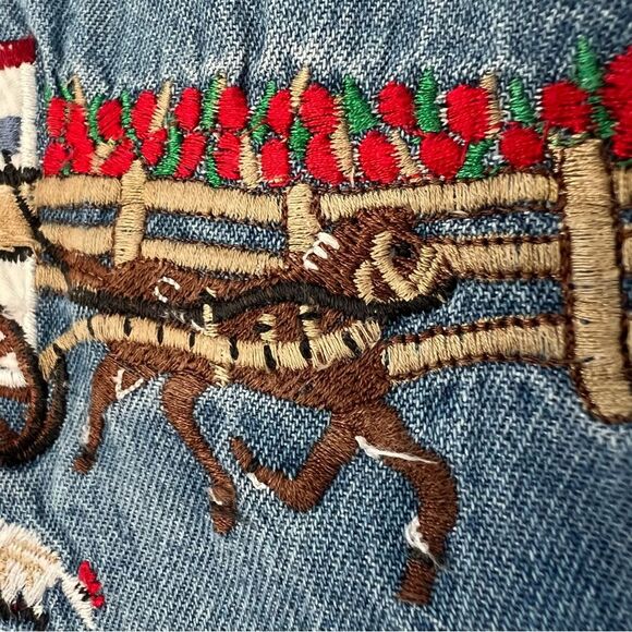 VTG Keren Hart Cotton Western Farm Embroidered Denim Button-Up Shirt SZ L - Picture 7 of 15